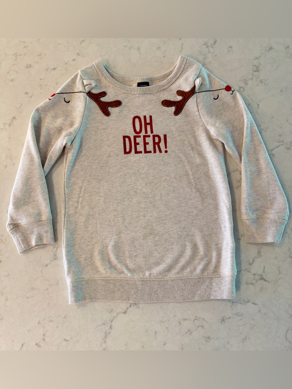 GAP Kids Girls Cream 'Oh Deer!' Holiday sweatshirt dress, like NEW!